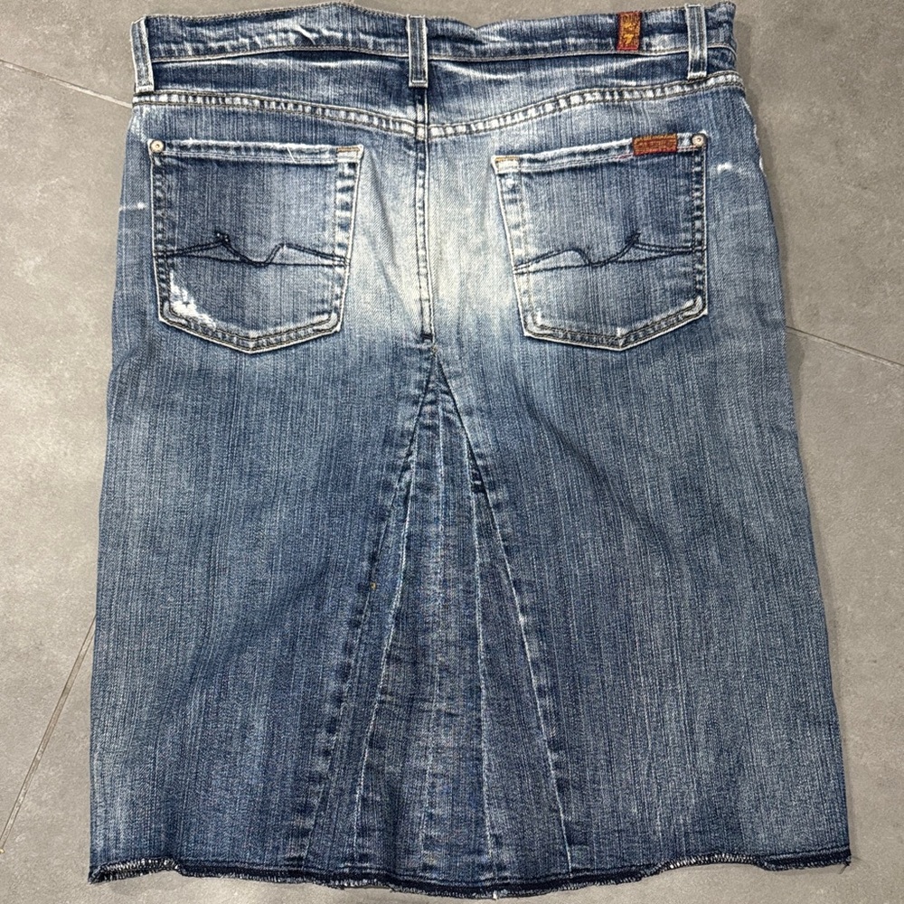7 For All Mankind Blue Denim Skirt